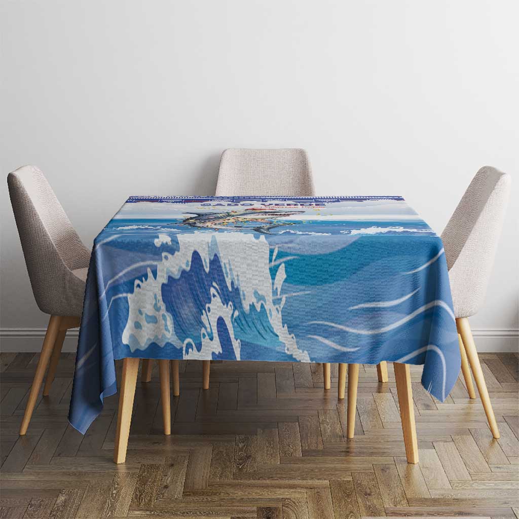 Cape Verde Football Christmas Tablecloth Feliz Natal Tubaroes Azuis - Wonder Print Shop
