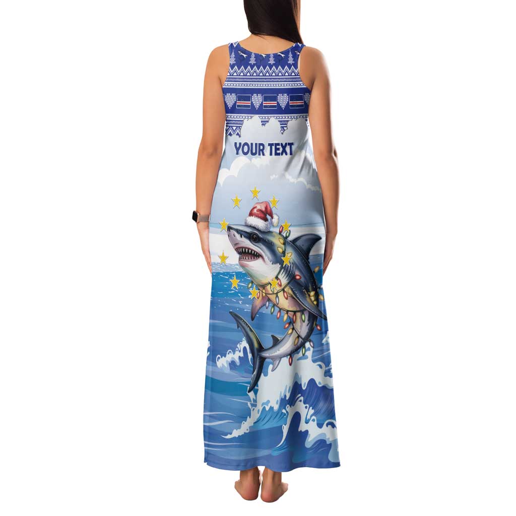 Personalized Cape Verde Football Christmas Tank Maxi Dress Feliz Natal Tubaroes Azuis - Wonder Print Shop