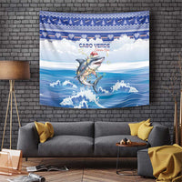 Cape Verde Football Christmas Tapestry Feliz Natal Tubaroes Azuis - Wonder Print Shop