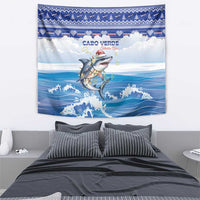 Cape Verde Football Christmas Tapestry Feliz Natal Tubaroes Azuis - Wonder Print Shop