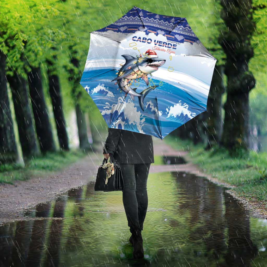 Cape Verde Football Christmas Umbrella Feliz Natal Tubaroes Azuis - Wonder Print Shop