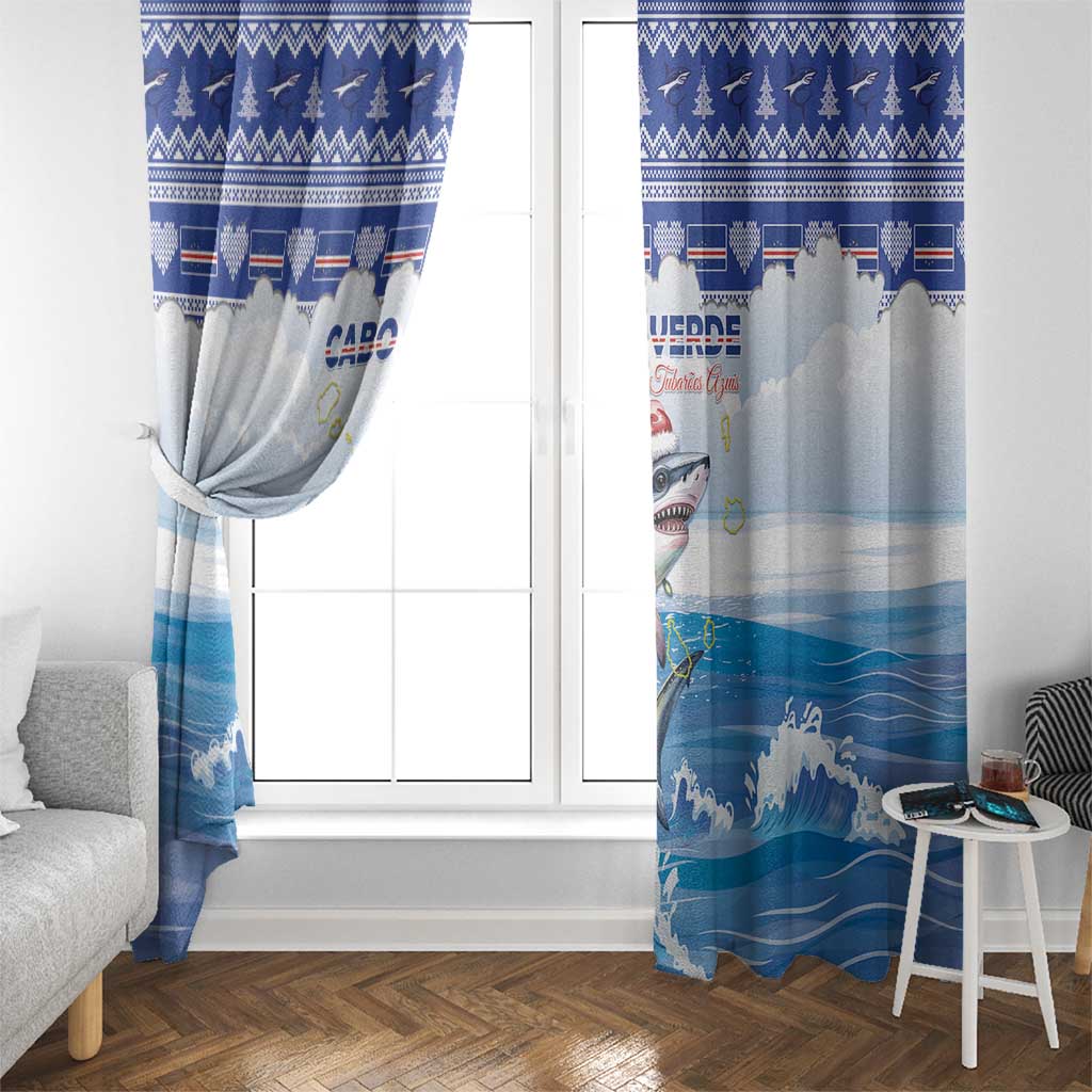 Cape Verde Football Christmas Window Curtain Feliz Natal Tubaroes Azuis - Wonder Print Shop
