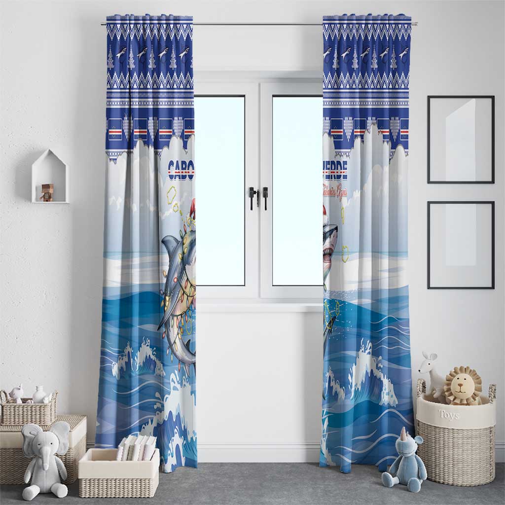 Cape Verde Football Christmas Window Curtain Feliz Natal Tubaroes Azuis - Wonder Print Shop