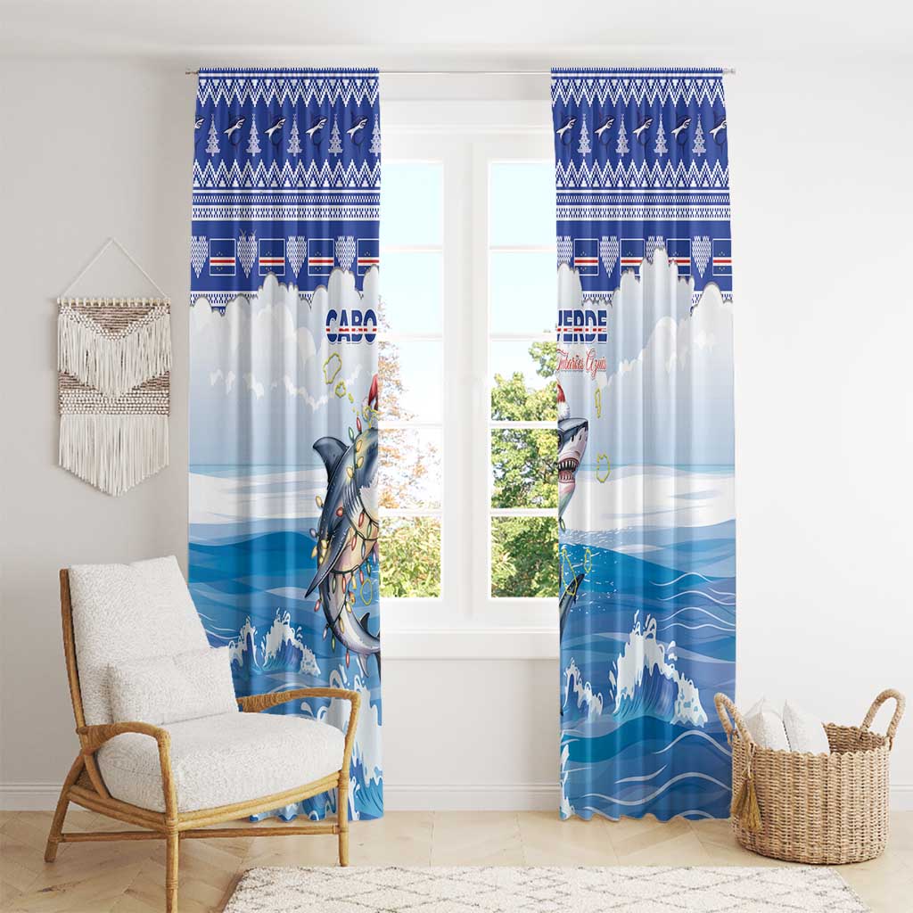 Cape Verde Football Christmas Window Curtain Feliz Natal Tubaroes Azuis - Wonder Print Shop