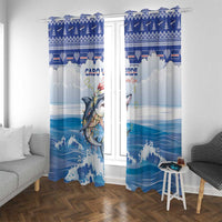 Cape Verde Football Christmas Window Curtain Feliz Natal Tubaroes Azuis - Wonder Print Shop