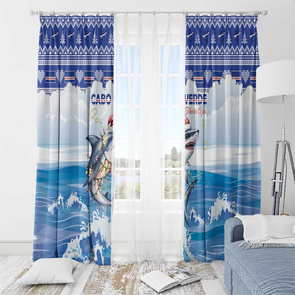 Cape Verde Football Christmas Window Curtain Feliz Natal Tubaroes Azuis - Wonder Print Shop