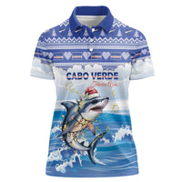 Personalized Cape Verde Football Christmas Women Polo Shirt Feliz Natal Tubaroes Azuis - Wonder Print Shop