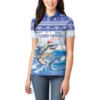 Personalized Cape Verde Football Christmas Women Polo Shirt Feliz Natal Tubaroes Azuis - Wonder Print Shop