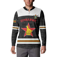 Custom Hockey Zimbabwe Button Sweatshirt Go Champions - Wonder Print Shop