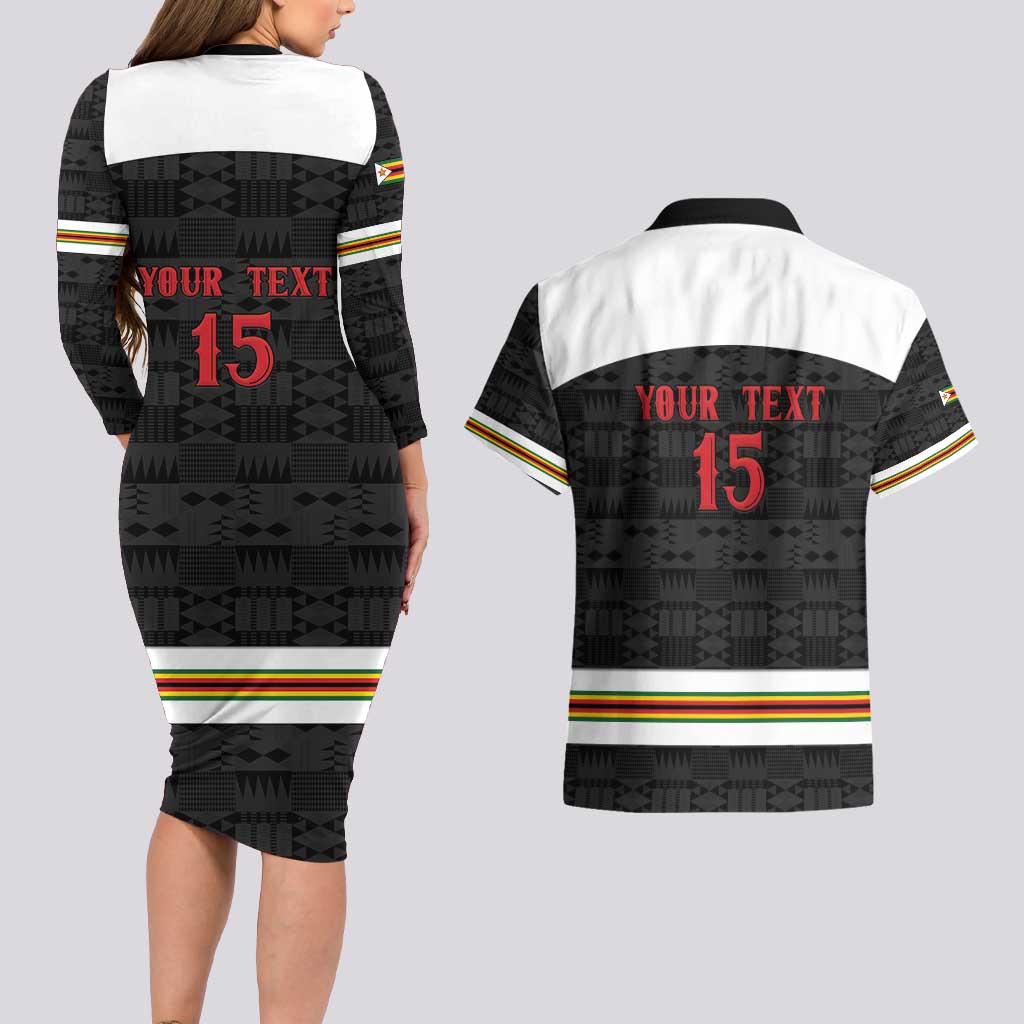 Custom Hockey Zimbabwe Couples Matching Long Sleeve Bodycon Dress and Hawaiian Shirt Go Champions - Wonder Print Shop