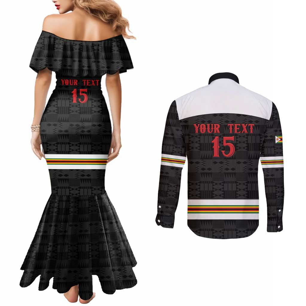 Custom Hockey Zimbabwe Couples Matching Mermaid Dress and Long Sleeve Button Shirt Go Champions - Wonder Print Shop