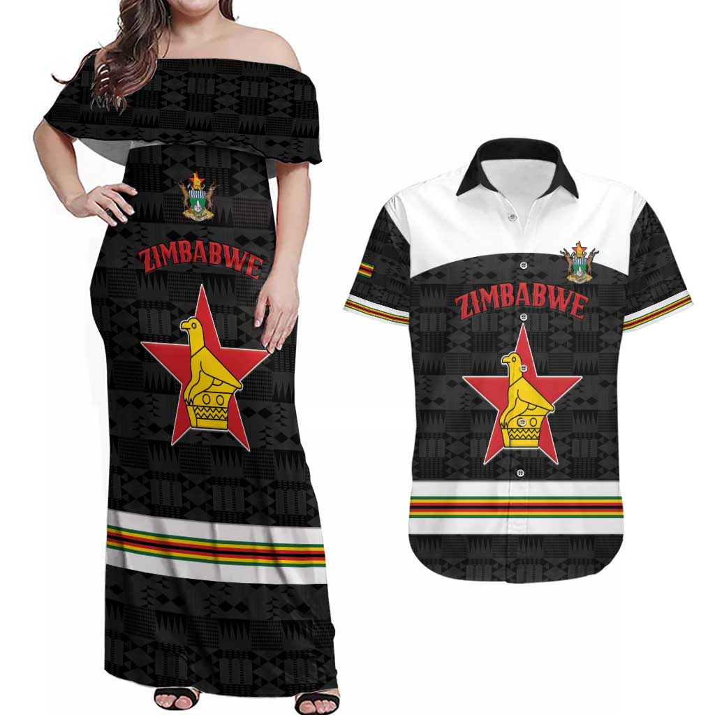 Custom Hockey Zimbabwe Couples Matching Off Shoulder Maxi Dress and Hawaiian Shirt Go Champions - Wonder Print Shop
