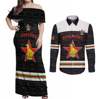 Custom Hockey Zimbabwe Couples Matching Off Shoulder Maxi Dress and Long Sleeve Button Shirt Go Champions - Wonder Print Shop