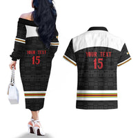 Custom Hockey Zimbabwe Couples Matching Off The Shoulder Long Sleeve Dress and Hawaiian Shirt Go Champions - Wonder Print Shop