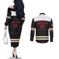 Custom Hockey Zimbabwe Couples Matching Off The Shoulder Long Sleeve Dress and Long Sleeve Button Shirt Go Champions - Wonder Print Shop