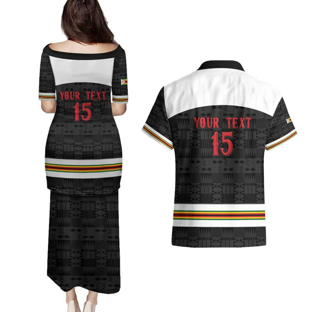 Custom Hockey Zimbabwe Couples Matching Puletasi and Hawaiian Shirt Go Champions - Wonder Print Shop