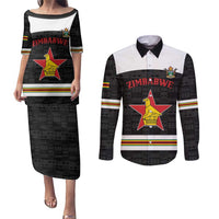 Custom Hockey Zimbabwe Couples Matching Puletasi and Long Sleeve Button Shirt Go Champions - Wonder Print Shop