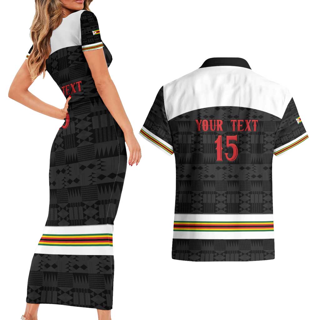 Custom Hockey Zimbabwe Couples Matching Short Sleeve Bodycon Dress and Hawaiian Shirt Go Champions - Wonder Print Shop