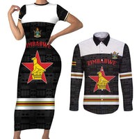 Custom Hockey Zimbabwe Couples Matching Short Sleeve Bodycon Dress and Long Sleeve Button Shirt Go Champions - Wonder Print Shop