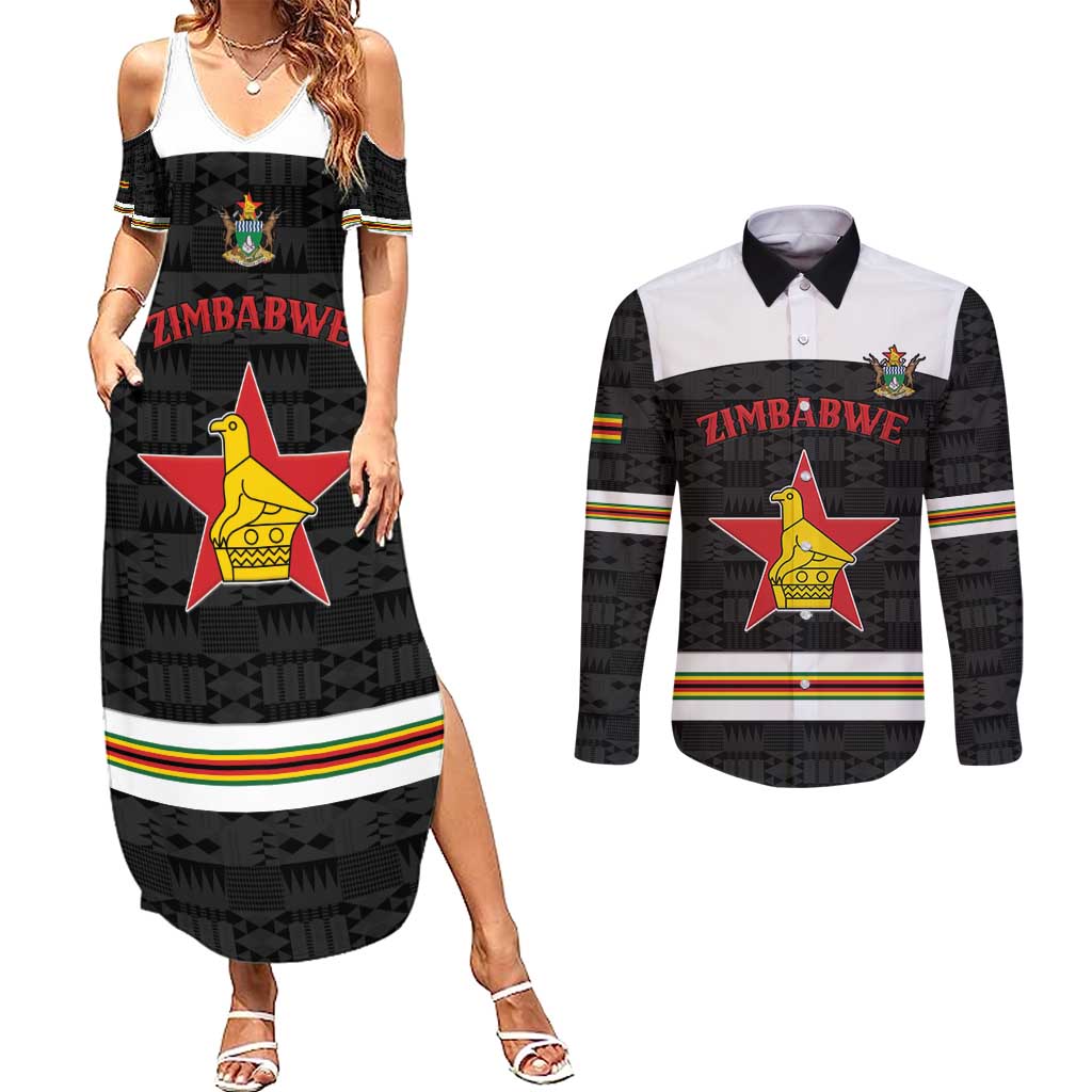 Custom Hockey Zimbabwe Couples Matching Summer Maxi Dress and Long Sleeve Button Shirt Go Champions - Wonder Print Shop