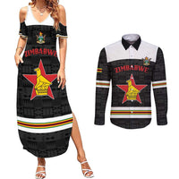 Custom Hockey Zimbabwe Couples Matching Summer Maxi Dress and Long Sleeve Button Shirt Go Champions - Wonder Print Shop