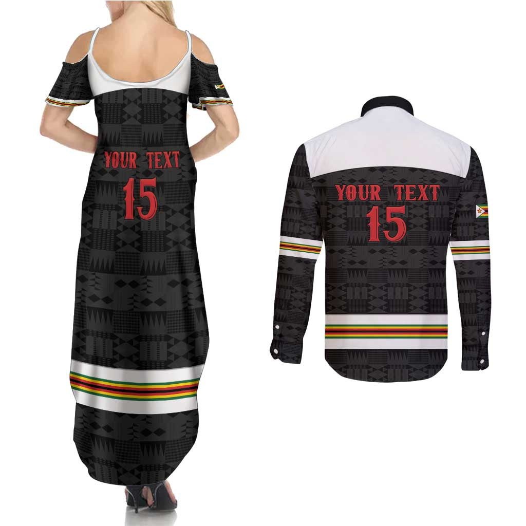 Custom Hockey Zimbabwe Couples Matching Summer Maxi Dress and Long Sleeve Button Shirt Go Champions - Wonder Print Shop