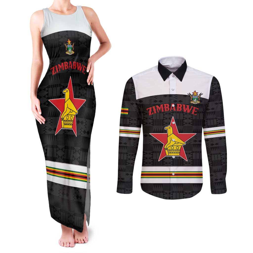 Custom Hockey Zimbabwe Couples Matching Tank Maxi Dress and Long Sleeve Button Shirt Go Champions - Wonder Print Shop