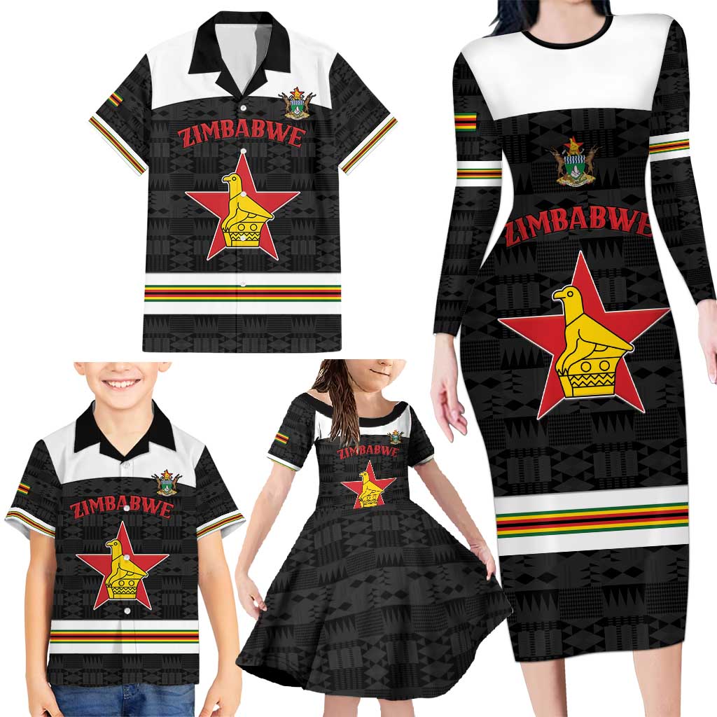Custom Hockey Zimbabwe Family Matching Long Sleeve Bodycon Dress and Hawaiian Shirt Go Champions - Wonder Print Shop