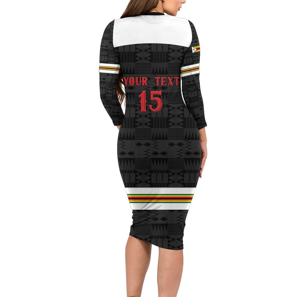 Custom Hockey Zimbabwe Family Matching Long Sleeve Bodycon Dress and Hawaiian Shirt Go Champions - Wonder Print Shop