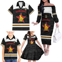 Custom Hockey Zimbabwe Family Matching Off The Shoulder Long Sleeve Dress and Hawaiian Shirt Go Champions - Wonder Print Shop