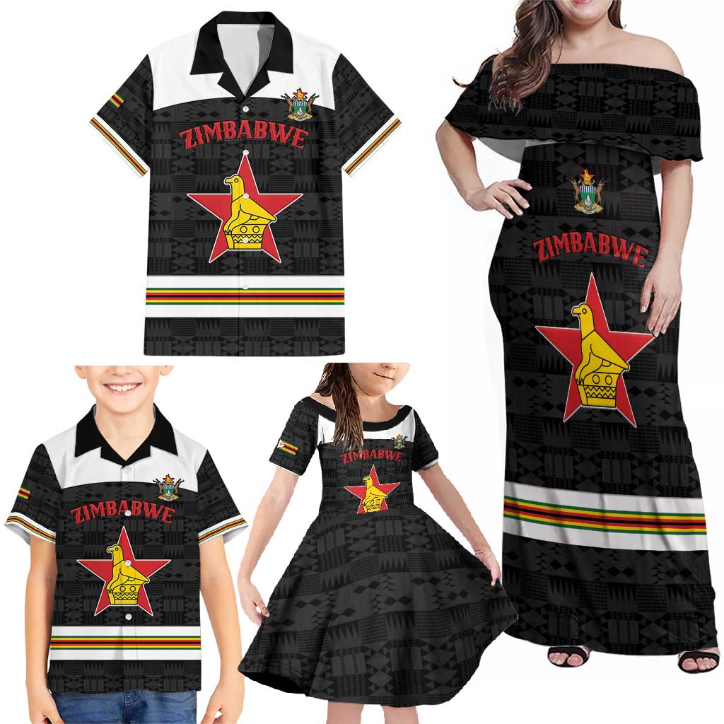 Custom Hockey Zimbabwe Family Matching Off Shoulder Maxi Dress and Hawaiian Shirt Go Champions - Wonder Print Shop