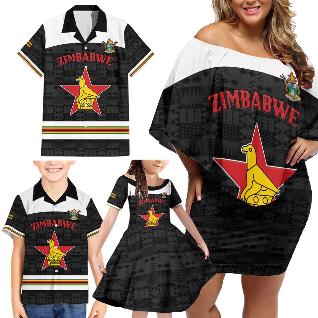 Custom Hockey Zimbabwe Family Matching Off Shoulder Short Dress and Hawaiian Shirt Go Champions - Wonder Print Shop