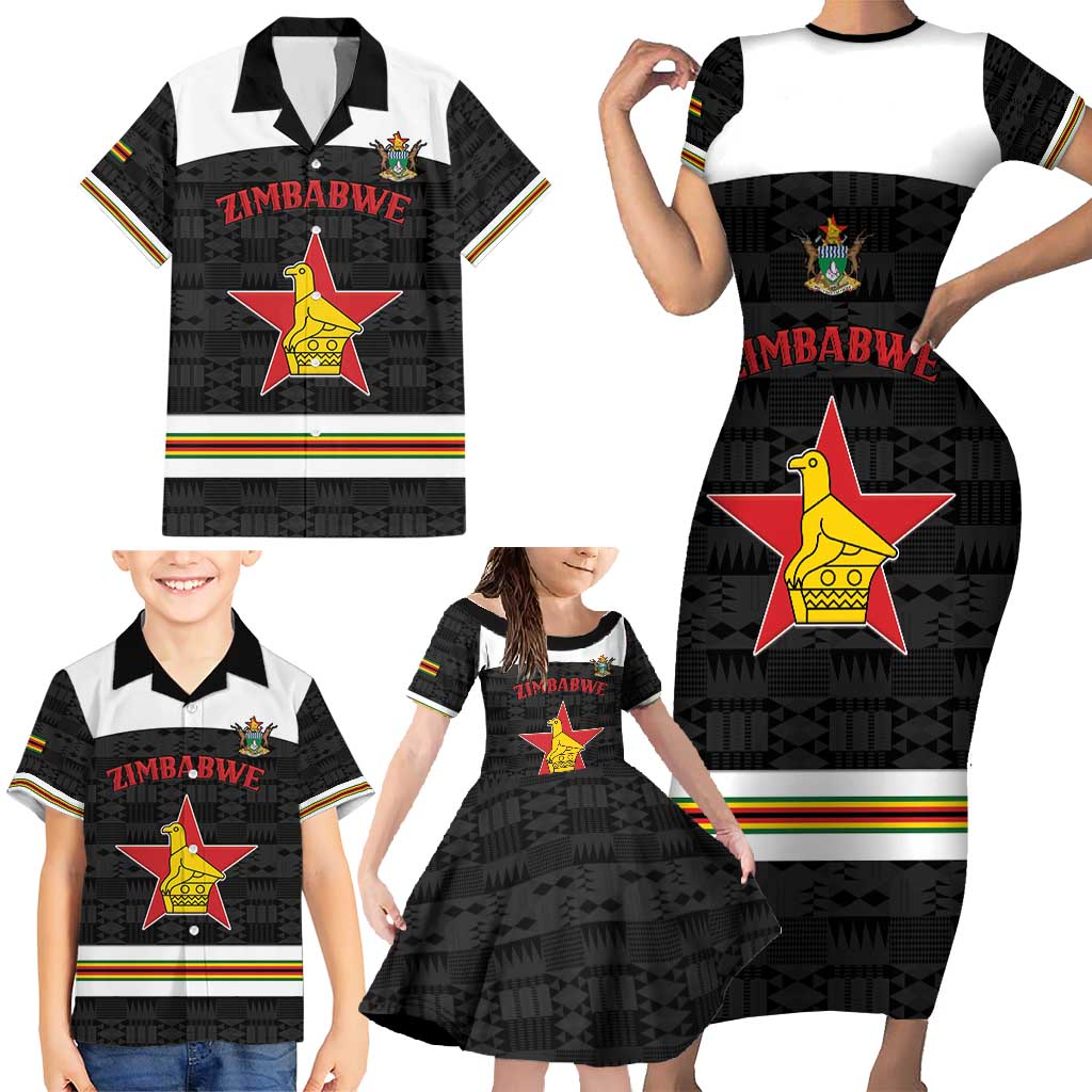 Custom Hockey Zimbabwe Family Matching Short Sleeve Bodycon Dress and Hawaiian Shirt Go Champions - Wonder Print Shop