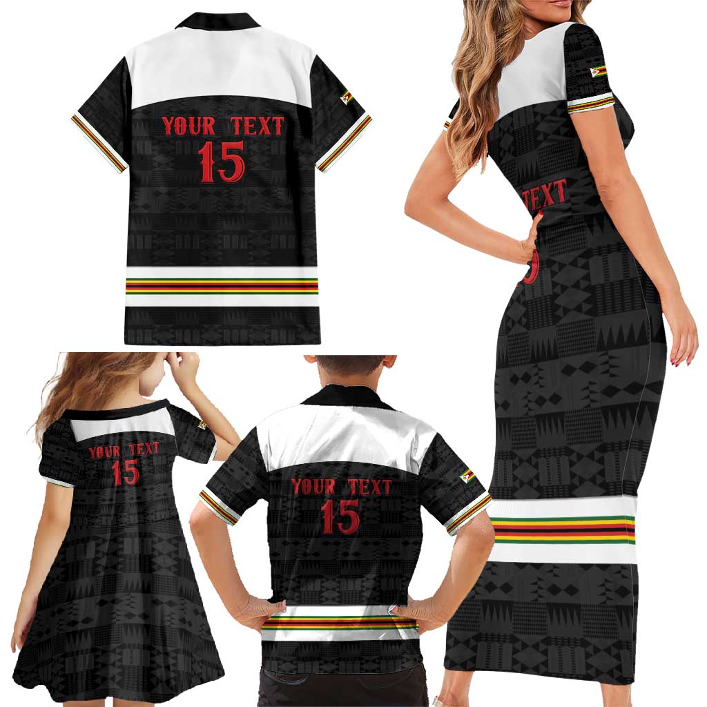 Custom Hockey Zimbabwe Family Matching Short Sleeve Bodycon Dress and Hawaiian Shirt Go Champions - Wonder Print Shop