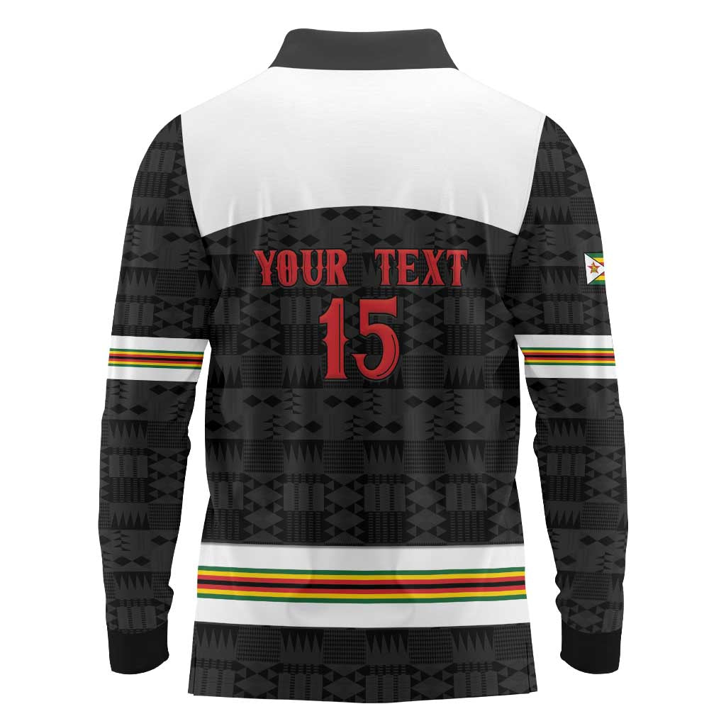 Custom Hockey Zimbabwe Long Sleeve Polo Shirt Go Champions - Wonder Print Shop