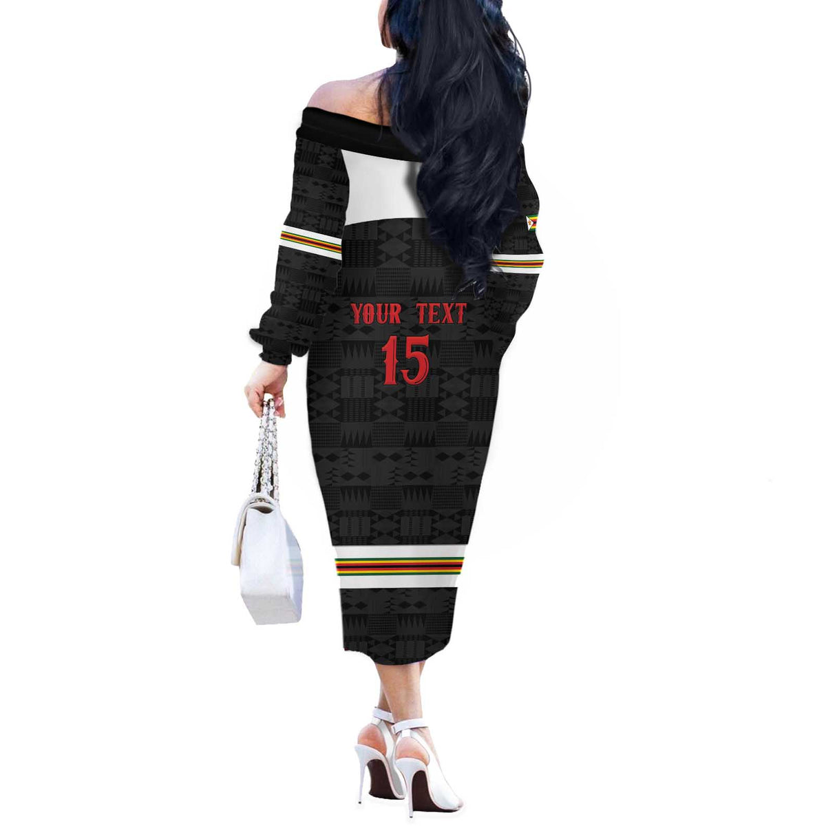 Custom Hockey Zimbabwe Off The Shoulder Long Sleeve Dress Go Champions - Wonder Print Shop