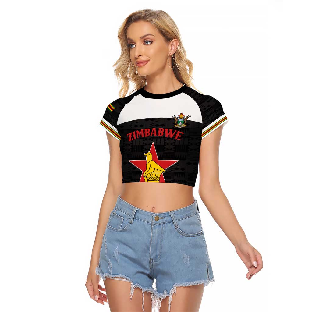 Custom Hockey Zimbabwe Raglan Cropped T Shirt Go Champions - Wonder Print Shop