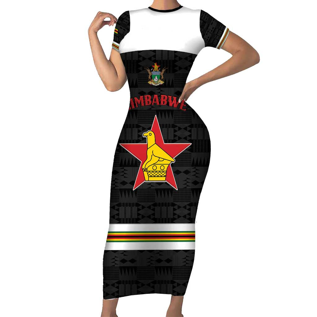 Custom Hockey Zimbabwe Short Sleeve Bodycon Dress Go Champions - Wonder Print Shop