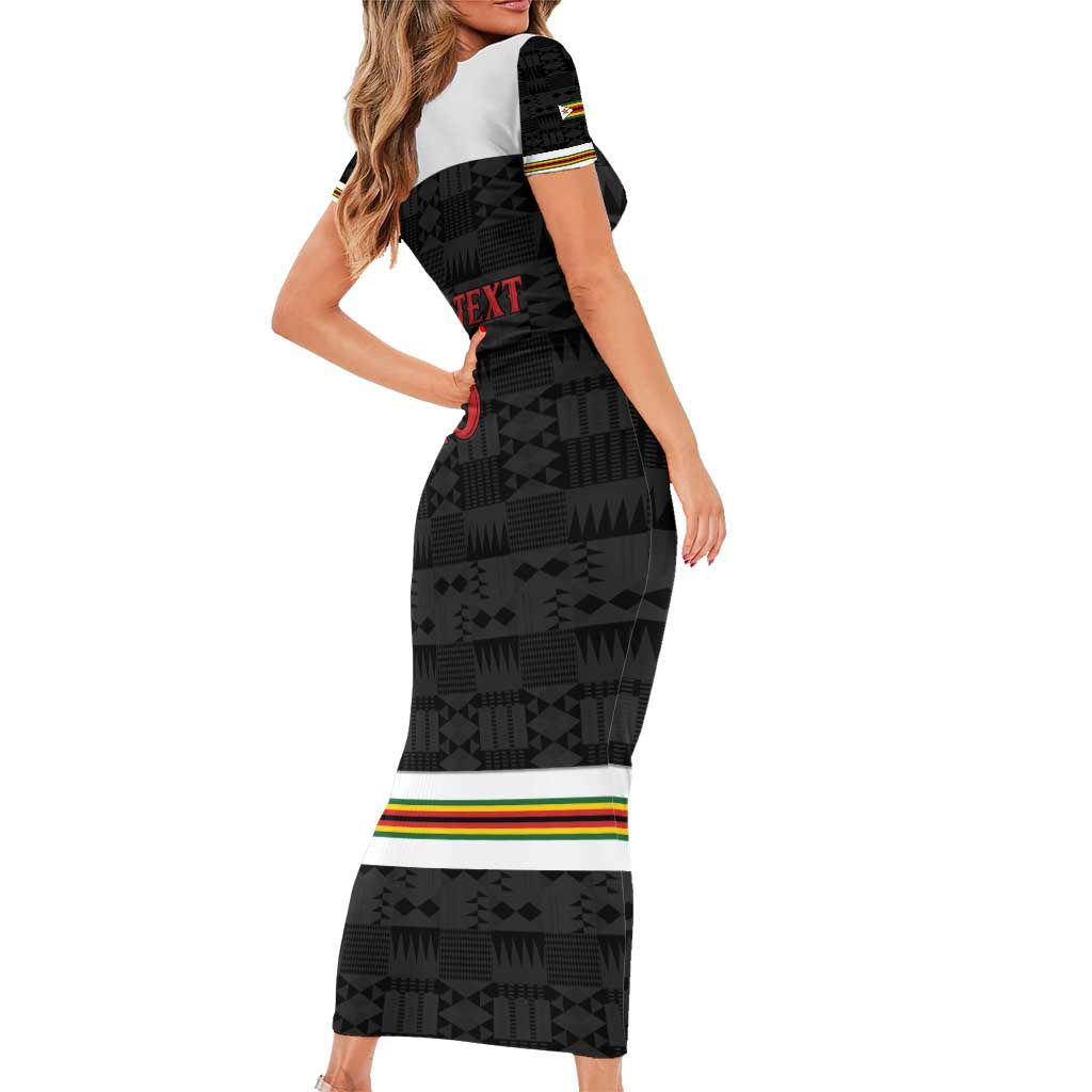 Custom Hockey Zimbabwe Short Sleeve Bodycon Dress Go Champions - Wonder Print Shop