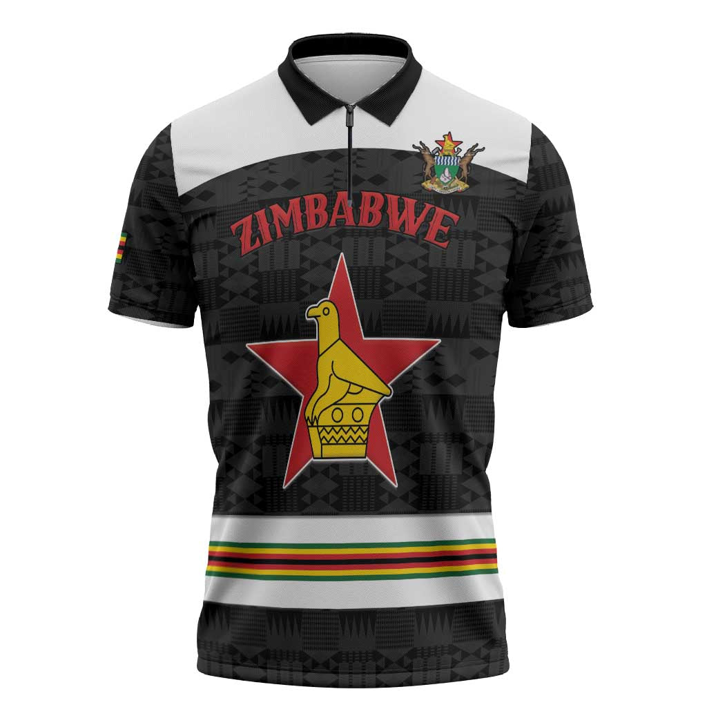 Custom Hockey Zimbabwe Zipper Polo Shirt Go Champions - Wonder Print Shop