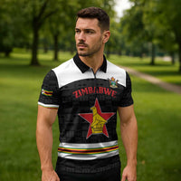 Custom Hockey Zimbabwe Zipper Polo Shirt Go Champions - Wonder Print Shop