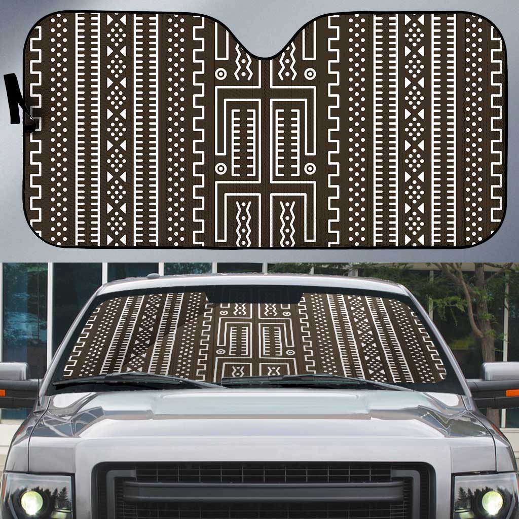 Mali Mud Cloth Auto Sun Shade Bogolanfini Pattern - Wonder Print Shop