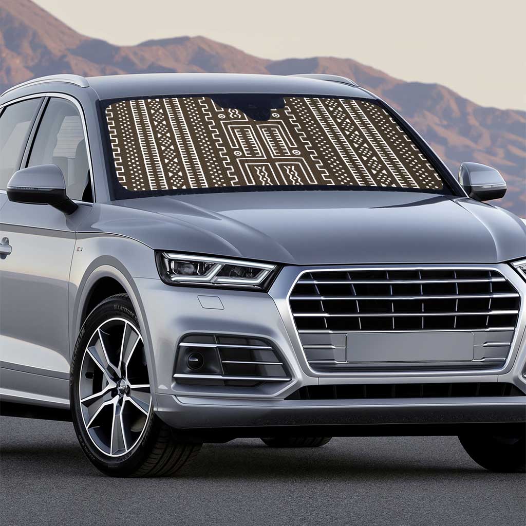 Mali Mud Cloth Auto Sun Shade Bogolanfini Pattern - Wonder Print Shop