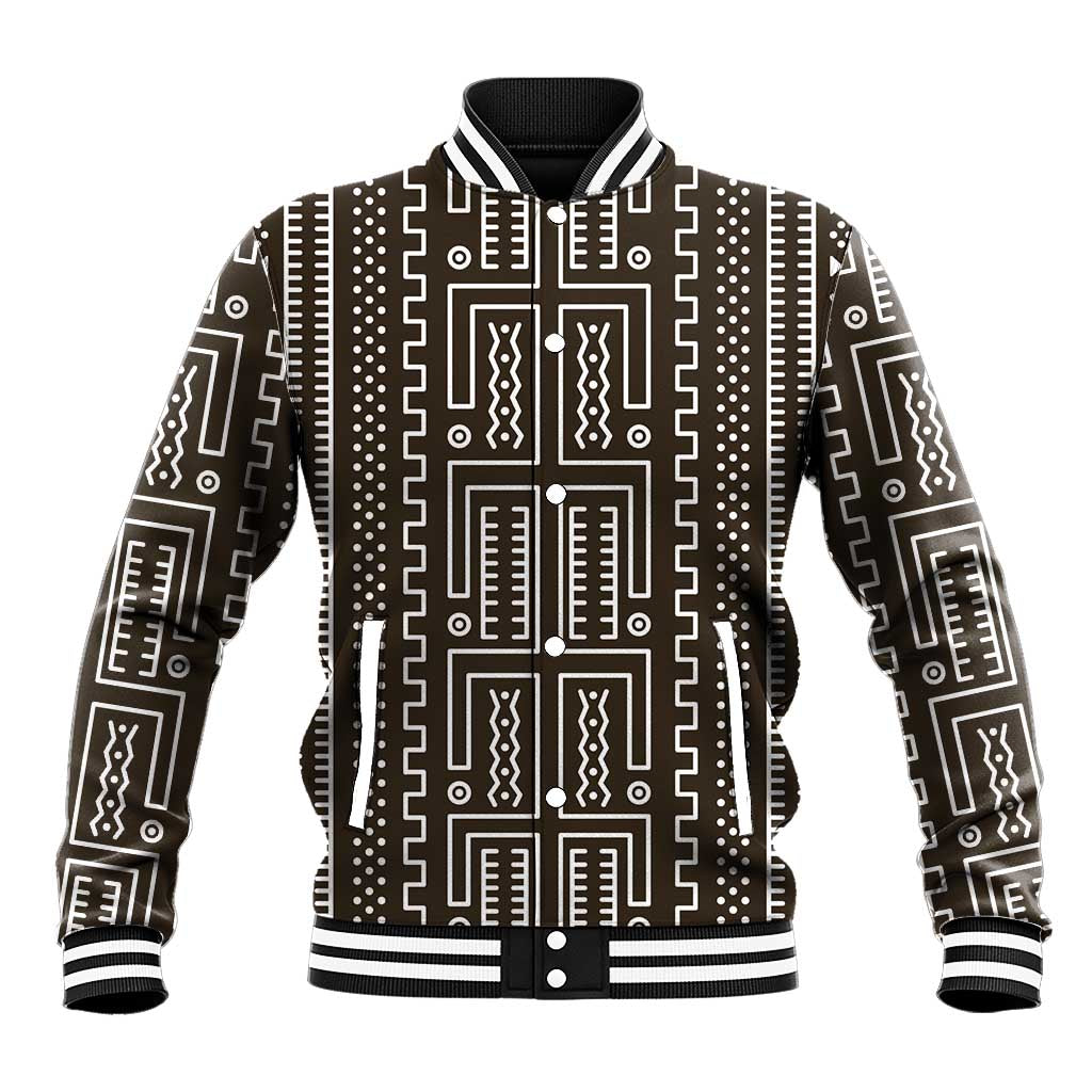 Mali Mud Cloth Baseball Jacket Bogolanfini Pattern - Wonder Print Shop