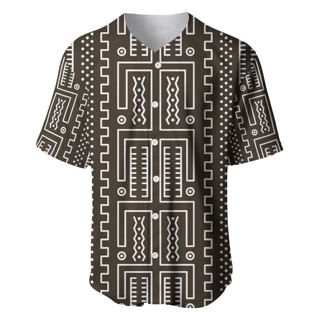 Mali Mud Cloth Baseball Jersey Bogolanfini Pattern - Wonder Print Shop