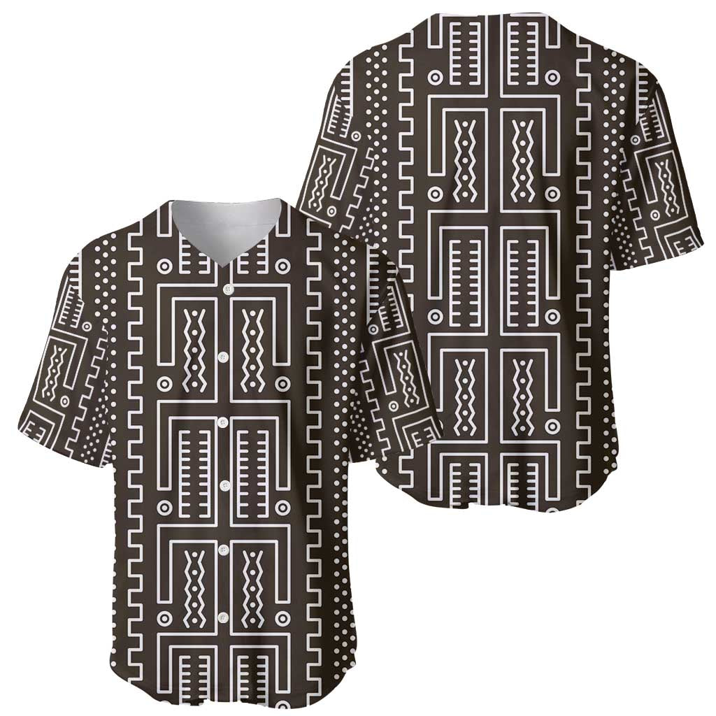 Mali Mud Cloth Baseball Jersey Bogolanfini Pattern - Wonder Print Shop