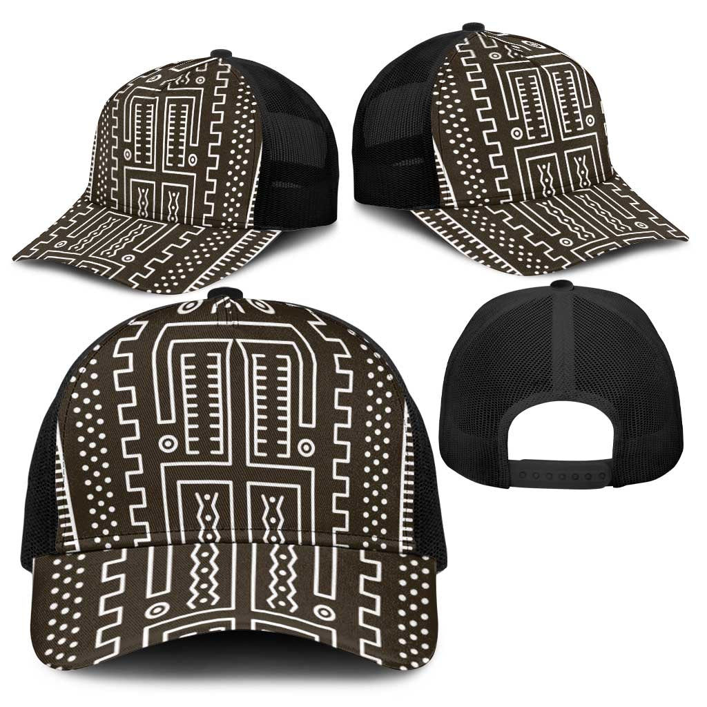 Mali Mud Cloth Baseball Net Cap Bogolanfini Pattern - Wonder Print Shop