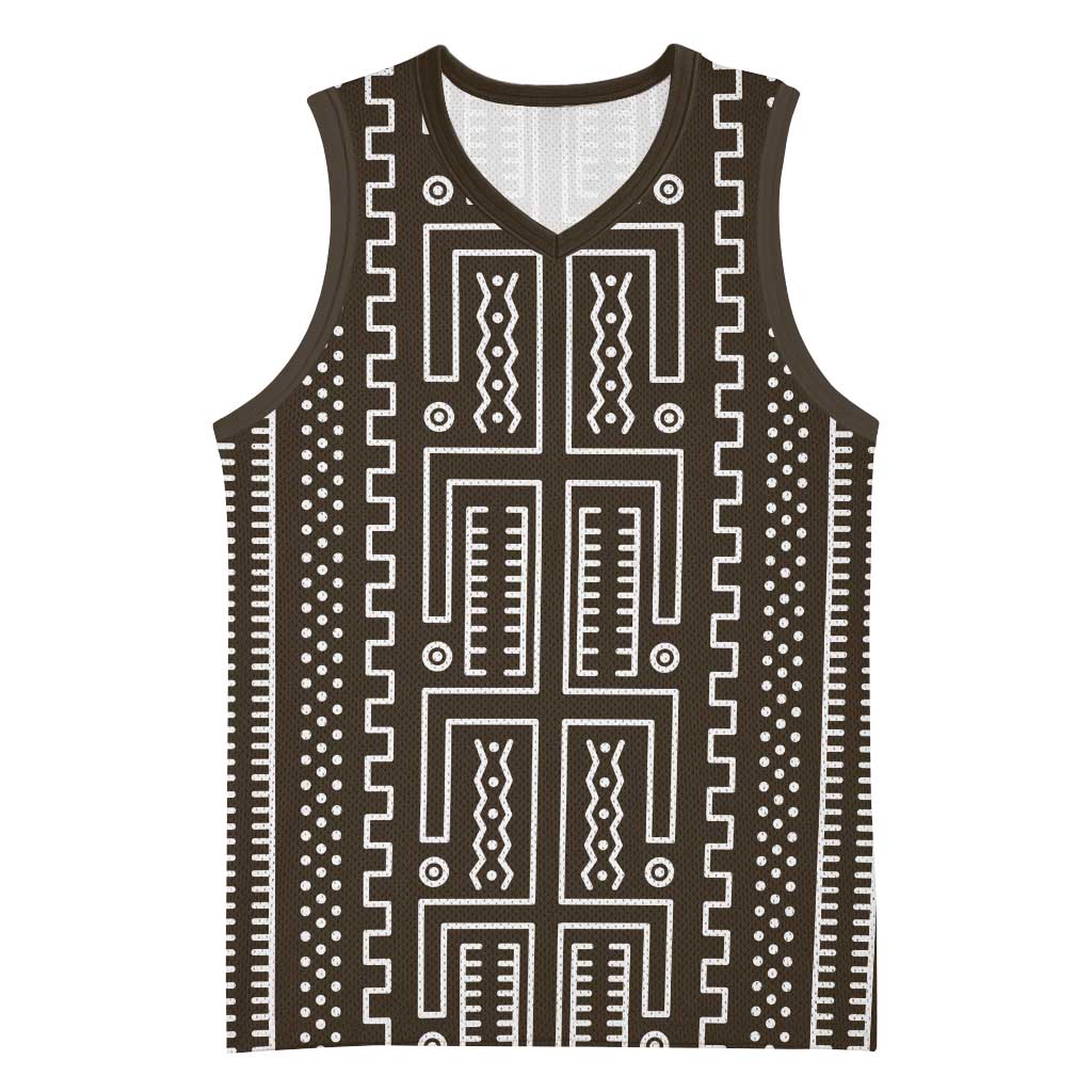 Mali Mud Cloth Basketball Jersey Bogolanfini Pattern - Wonder Print Shop