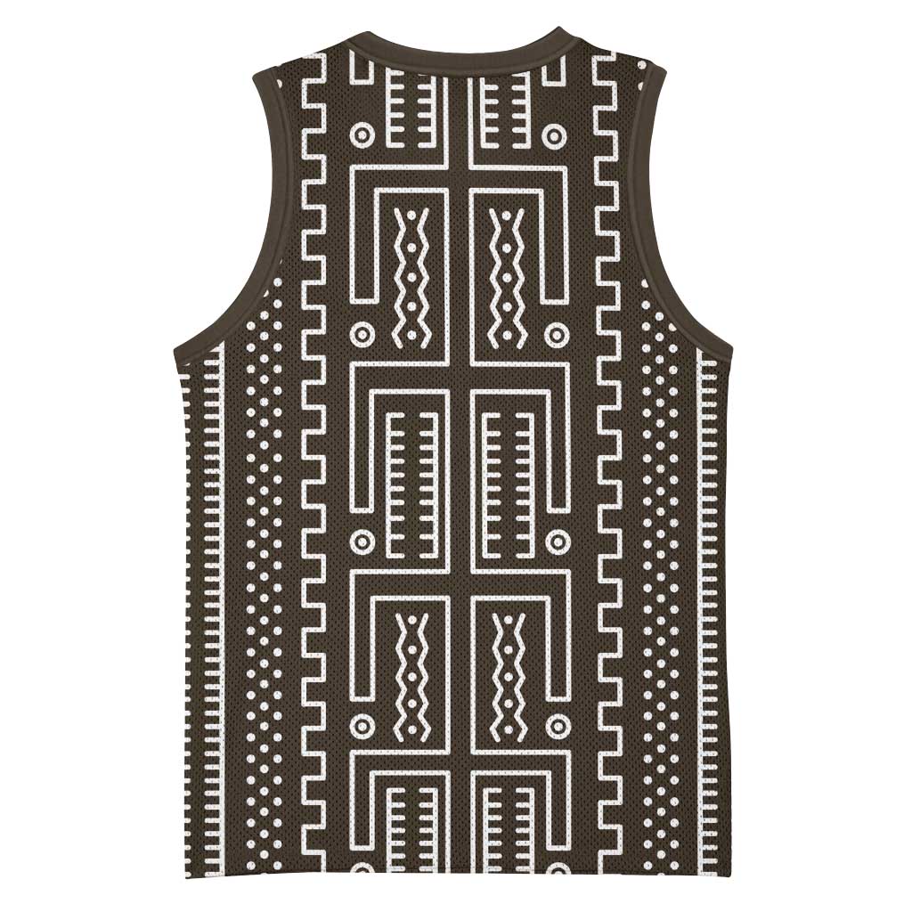 Mali Mud Cloth Basketball Jersey Bogolanfini Pattern - Wonder Print Shop