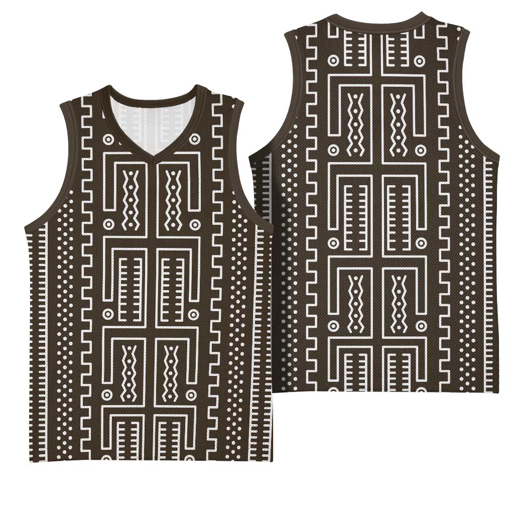 Mali Mud Cloth Basketball Jersey Bogolanfini Pattern - Wonder Print Shop